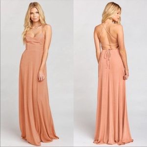 NWT Show Me Your Mumu Godshaw Goddess Gown Glitter Dancing Queen Copper Large L